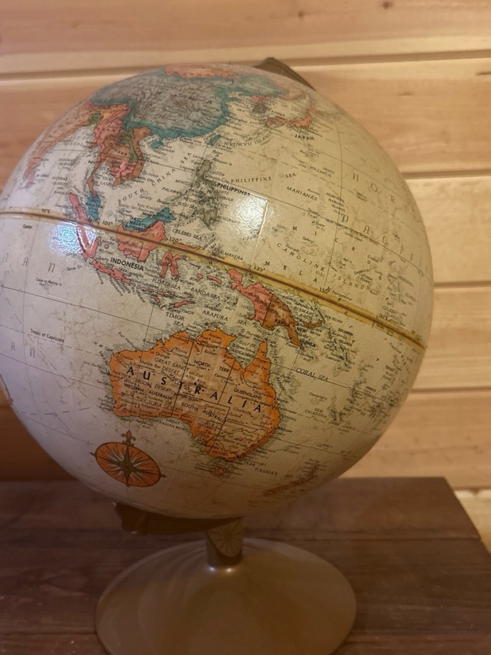 Vintage Style Cream and Orange Decorative Globe - Brand Unknown